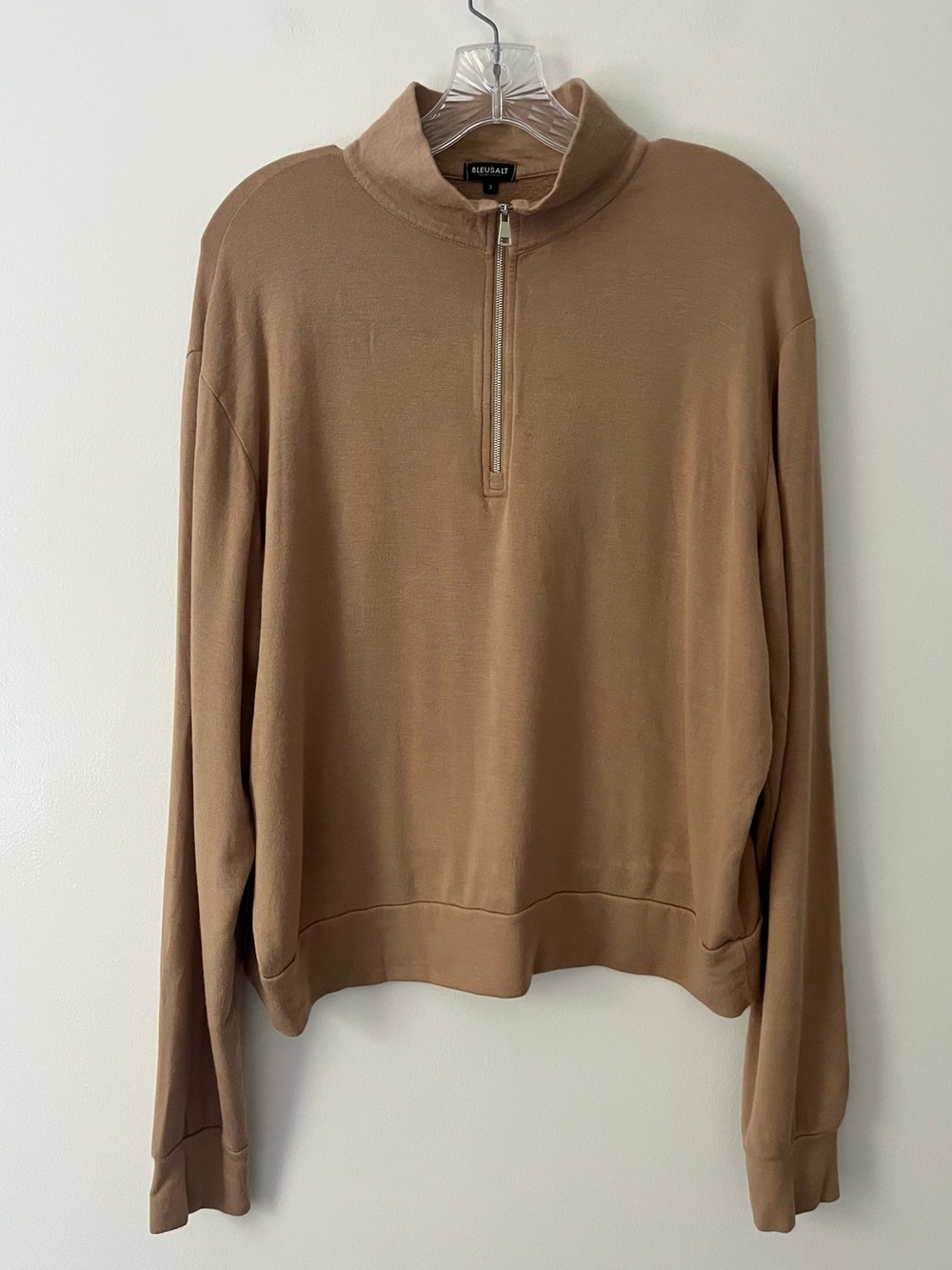 Bleusalt Malibu 1/4 Zip Pullover Sweatshirt Modal Tan Brown 3 / Large